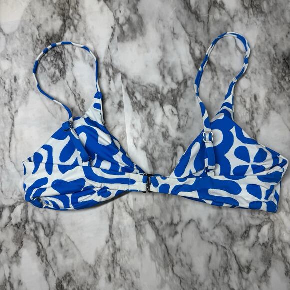 Dippin Daisy's Womens Tie Front Blue White Floral Swimsuit Bikini Top Size M - Picture 4 of 7